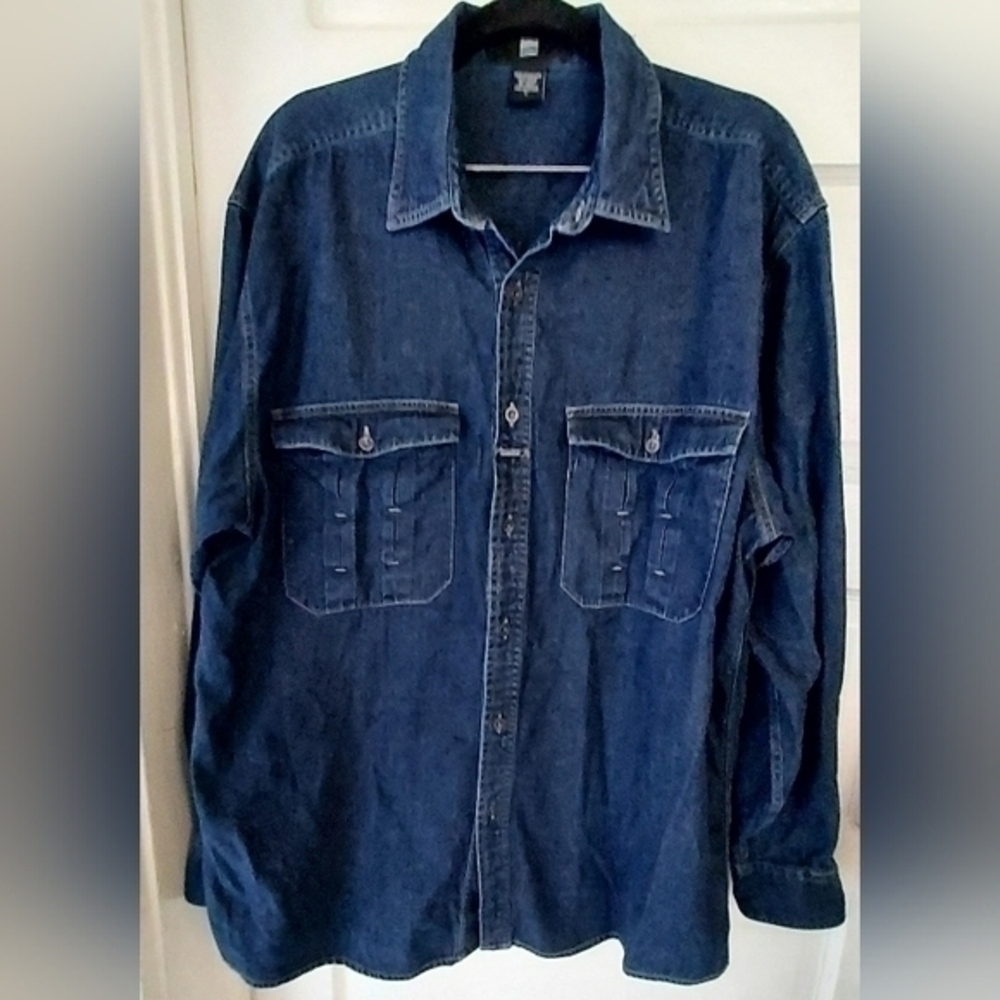 Preowned Marithe Francois Girbaud Mens Denim Button Down Men's Shirt Large